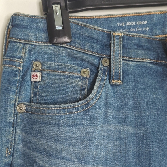 Adriano Goldschmiede The Jodi Crop High Rise Slim Flare Distressed Hem Jeans 28 - Picture 4 of 15